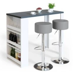 Table De Bar 117cm Blanche/anthracite -Reflet Maison 01ab8bba81034043b909c37c7d6b1a31