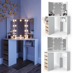Coiffeuse Arielle Blanc/sonoma & LED -Reflet Maison 022f4e5e1f9f4bccaf0f9fb60e4db3e6