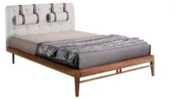 Lit Rembourré En Tissu Avec Repose-tête