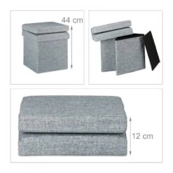 Tabouret De Rangement Pliant En Lin -Reflet Maison 07d0f21a153744e8ab499a67ec756050