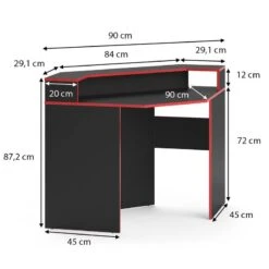 Bureau D'angle Kron Noir/rouge -Reflet Maison 0a614cd23a8b45699158e4176ff8c6d6
