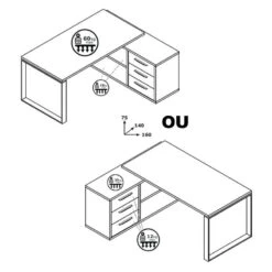 Bureau D'angle Réversible 3 Tiroirs -Reflet Maison 0c717e29473b4ff39c77213e86819264