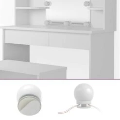 Coiffeuse Charlotte Noir, Banc & LED -Reflet Maison 15306a81907340cfad5d8cf142ef02a6