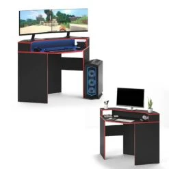 Bureau D'angle Kron Noir/rouge -Reflet Maison 187217b366494400b3fb0cbd76598eee