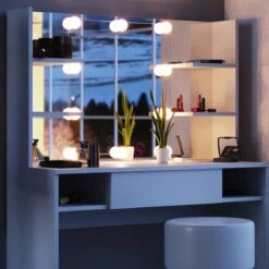 Coiffeuse Daenerys Avec Tabouret & LED -Reflet Maison 1bed6ed728d441b6ae6f4542ea62faca