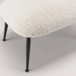 Tabouret Cosy Tissu Bouclette Blanc -Reflet Maison 1c59d73850ab4ae693850b9653a08e3c