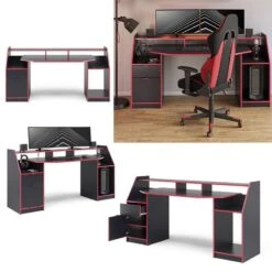 Bureau D'ordinateur Joel Noir/rouge -Reflet Maison 201d8f2837814392950e67fd2cc0a569