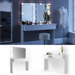 Coiffeuse Azuravec Miroir Et LED -Reflet Maison 2389ac635c6845029449daf85a272d90
