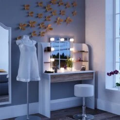 Coiffeuse Charlotte Avec Tabouret Et LED -Reflet Maison 2663e83605d04c41895778da690058de