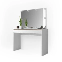 Coiffeuse Emma Blanc/sonoma Avec LED -Reflet Maison 2a6565f0ebc74e05a2110243191c0295