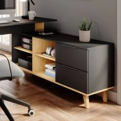 Bureau Neptune XXL Anthracite/sonoma -Reflet Maison 2b53bf79e9d94246bbbb120f8320ea7d