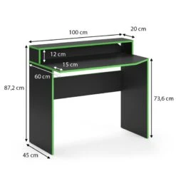 Bureau Ordinateur Kron 100cm Noir/vert -Reflet Maison 2cd464e443b14e4a9f7ba8dfcafcaf2a