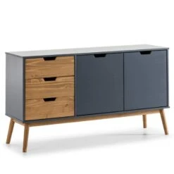 Buffet Java 3 Tiroir 2 Porte Anthracite