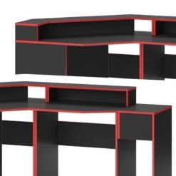 Bureau Ordinateur Kron Noir/rouge Set 6 -Reflet Maison 307a3d8cc60f4cfcb818fbd2337c11c7