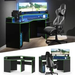 Bureau Ordinateur Kron Noir/Vert Set 5 -Reflet Maison 324c535ddcd6448aaee5d7d742e57df8