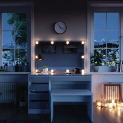 Coiffeuse Sherry Avec Miroir, Banc, LED -Reflet Maison 3358ceedffe34ed6beb775e4baeaa5f5