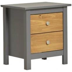 Table Chevet Bonnie Gris 2 Tiroirs