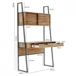 Bureau 2 Tiroirs 2 Portes Acacia,métal -Reflet Maison 3742315704e64e45ab04594814ad12d0