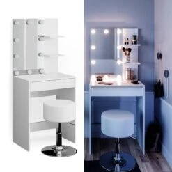 Coiffeuse Isabelle Avec Tabouret Et LED -Reflet Maison 391d2ffea44544689c123684e63bb53d
