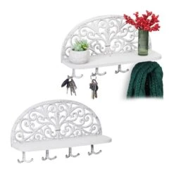 Porte-manteaux Mural Blanc En Lot De 2