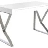 Bureau En Bois Blanc Et Acier Chromé