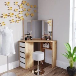 Coiffeuse D'angle Arielle Avec Tabouret -Reflet Maison 3fc63c76db014ff8b746376da73369e5