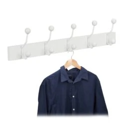 Portemanteau Mural Blanc 5 Crochets -Reflet Maison 40ee892568764e28a90a6eb182682fb9