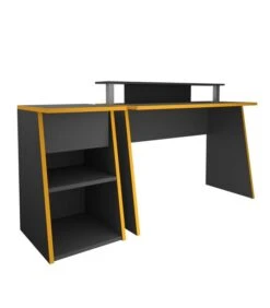 Bureau Gris Anthracite Et Orange- L93 Cm
