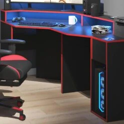 Bureau Ordinateur Kron Noir/rouge Set 6 -Reflet Maison 45f8eab0817f47faa5adc1d112ffd2db