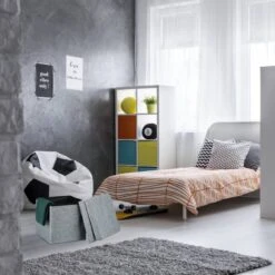 Tabouret De Rangement Pliant En Lin -Reflet Maison 4bbc572abfe44da59cfbaf9e31eae358