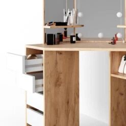 Coiffeuse Arielle Blanc/sonoma & LED -Reflet Maison 4c7e6fc0ab35429c89222d068e97a1a7