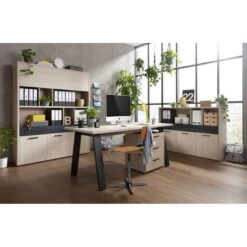 Bureau 170 Cm Effet Chêne Clair Et Noir -Reflet Maison 4f4fac07bc4c45a9b63a9fe4ab2eb33c
