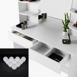 Coiffeuse Charlotte Avec Tabouret Et LED -Reflet Maison 502774b8cf4d4f9ba74d4e927f06974e