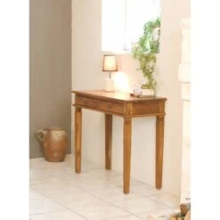 Bureau 2 Tiroirs En Teck -Reflet Maison 540d1b18f1864330afa1072e32e8e7ae