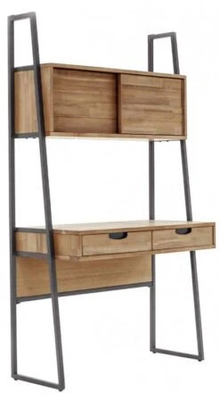 Bureau 2 Tiroirs 2 Portes Acacia,métal