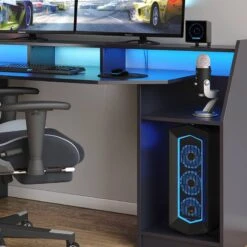 Bureau D'ordinateur Joel 180cm Noir -Reflet Maison 5a4b1dc113e943a99f70112d8e959923