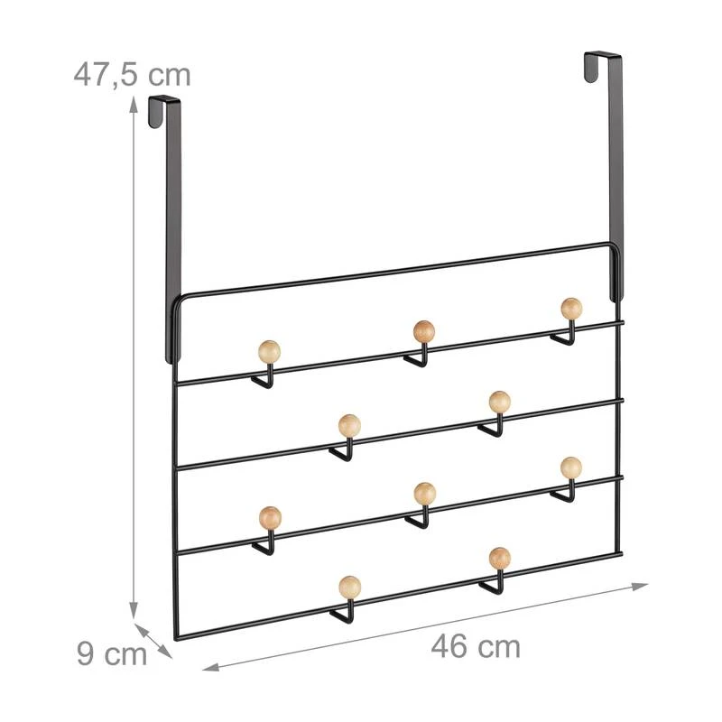 Porte-manteau Porte 10 Crochets Noir 7 Porte-manteau Porte 10 Crochets Noir – Image 7
