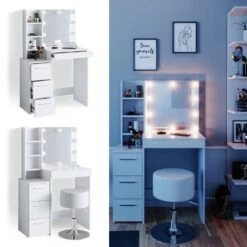 Coiffeuse Meryl Blanc & Tabouret Et LED -Reflet Maison 5b5ee419f25e41d495d4a53e374a4f4a
