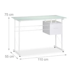Bureau En Verre Avec Tiroir -Reflet Maison 6073c3924f9547deb0395ccfa4505a60