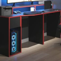 Bureau Ordinateur Kron Noir/rouge Set 8 -Reflet Maison 62b8a953591e452fb356a98ba631f84f