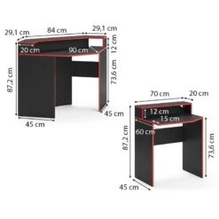 Bureau Ordinateur Kron Noir/rouge Set 5 -Reflet Maison 68352463d5d54847ab721be5d447f382