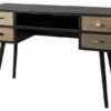 Bureau Noir 4 Tiroirs Motifs Pin Marron