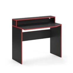 Bureau Ordinateur Kron Noir/rouge Long
