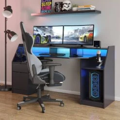 Bureau D'ordinateur Joel 180cm Noir -Reflet Maison 705d0738c4e346cd885f5cfecd6509c9