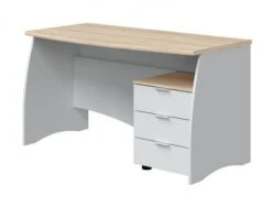 Bureau Avec Caisson De 3 Tiroirs Blanc