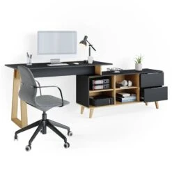 Bureau Neptune XXL Anthracite/sonoma -Reflet Maison 7dad8be9a937400dbcb550f7db23e6c3