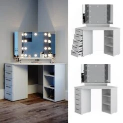 Coiffeuse D'angle Sofia Blanc & Tabouret -Reflet Maison 83dda59c14db43d9ba2ea6909988f05c