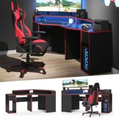 Bureau Ordinateur Kron Noir/rouge Set 6 -Reflet Maison 86253c986f4440cb96148cdde002b52d