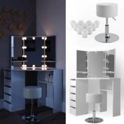 Coiffeuse D'angle Arielle Avec Tabouret -Reflet Maison 884d26ef32964d0bb6141417bb08d9fa