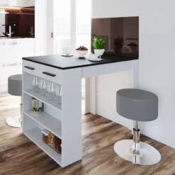 Table De Bar Repose Blanche/anthracite -Reflet Maison 8965bf3be90e40319c816bec3480b6f4